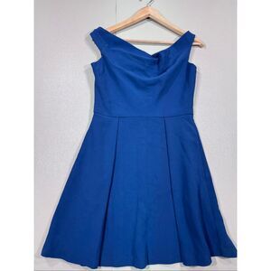 Black Halo Navy Fit & Flare Dress with Pockets